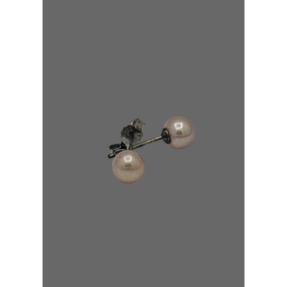 Vintage DK 925 Light Pink Cultured Pearl Stud Sterling Silver 6mm Pearl Earrings